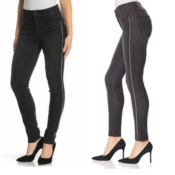 Levi's 721 High Rise Skinny Black Beaded Premium Denim Jeans in Glam Nights - 27 - Picture 2 of 11